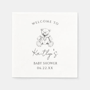 Teddy bear gender neutral paper napkins