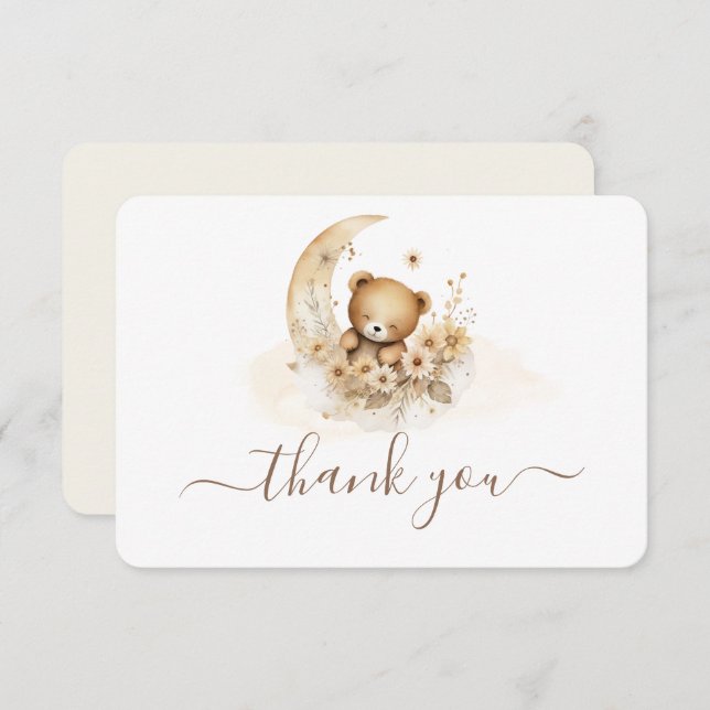 Teddy Bear gender neutral thank you card (Front/Back)