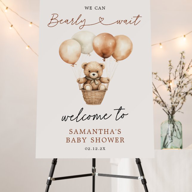 Teddy Bear Gender Neutral Welcome Baby Shower  Foam Board (In Situ (Stand))