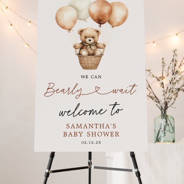 Teddy Bear Gender Neutral Welcome Baby Shower  Foam Board (In Situ (Stand))