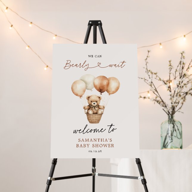 Teddy Bear Gender Neutral Welcome Baby Shower  Foam Board (In Situ (Stand))
