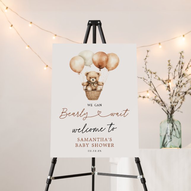 Teddy Bear Gender Neutral Welcome Baby Shower  Foam Board (In Situ (Stand))