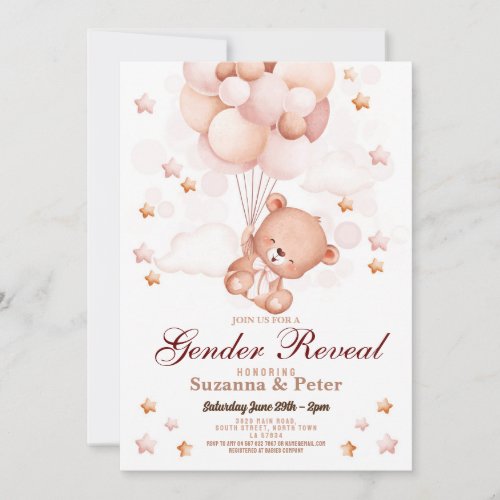 Teddy Bear Gender Reveal Baby Neutral Party Invitation