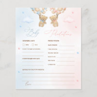 Teddy Bear Gender Reveal Baby Predictions Game
