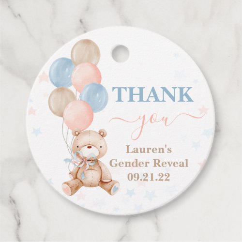 Teddy Bear Gender Reveal Baby Shower Favor Tags