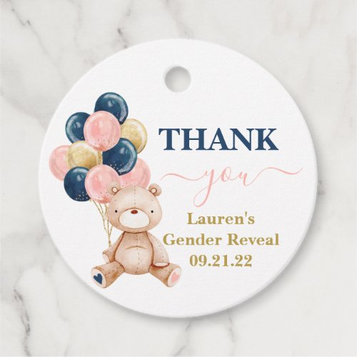 Teddy Bear Gender Reveal Baby Shower Favor Tags