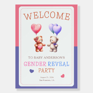 Teddy Bear Gender Reveal Balloons Welcome Sign