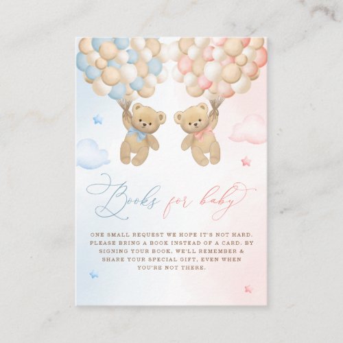 Teddy Bear Gender Reveal Book Request Enclosure Card