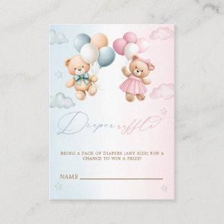 Teddy Bear Gender Reveal Diaper Raffle Enclosure Card