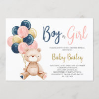 Teddy Bear Gender reveal Invitation