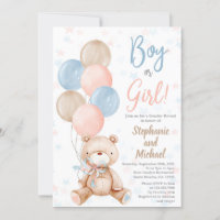 Teddy Bear Gender Reveal Invitation