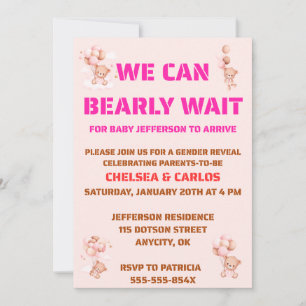 Teddy Bear Gender Reveal Invitation