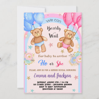 Teddy Bear Gender Reveal Invitation