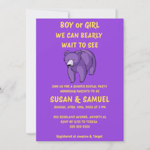 Teddy Bear Gender Reveal Invitation
