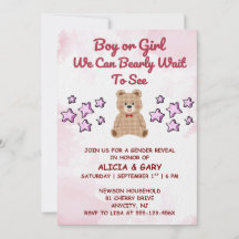 Teddy Bear Gender Reveal Invitation