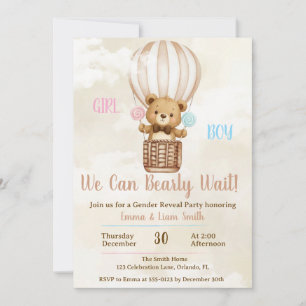 Teddy Bear Gender Reveal Invitation