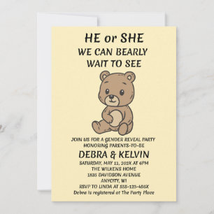Teddy Bear Gender Reveal Invitation 