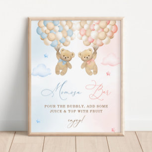 Teddy Bear Gender Reveal Mimosa Bar Poster