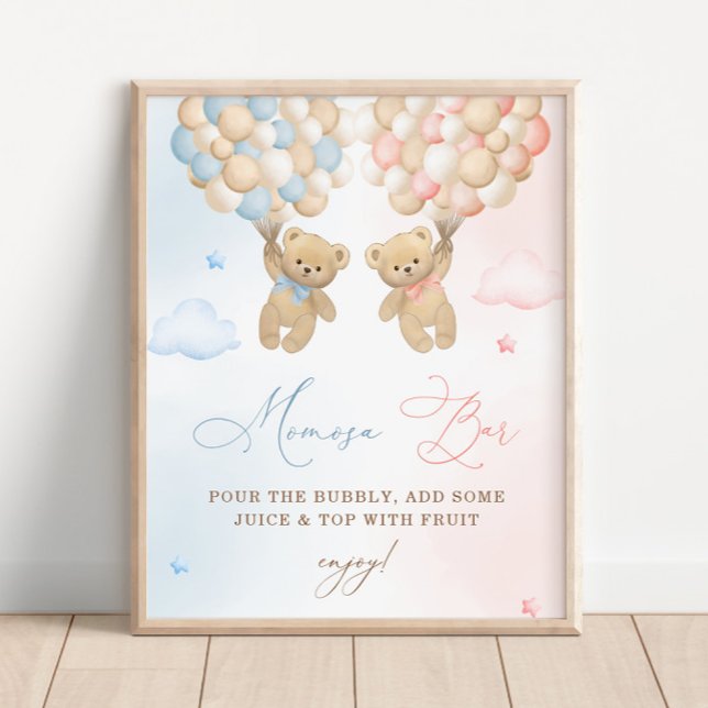 Teddy Bear Gender Reveal Mimosa Bar Poster (Creator Uploaded)