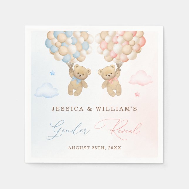 Teddy Bear Gender Reveal  Napkins (Front)