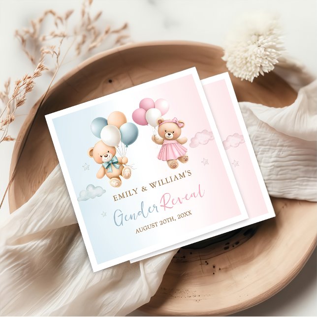 Teddy Bear Gender Reveal  Napkins (Creator Uploaded)