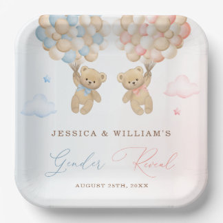 Teddy Bear Gender Reveal  Paper Plates
