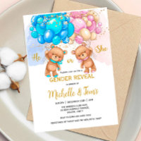 Teddy Bear Gender Reveal Party Invitation