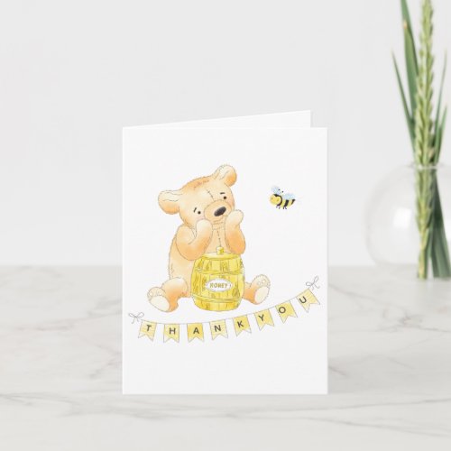Teddy Bear Gender Reveal Party Thank You Note Card