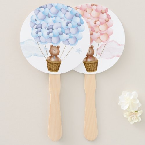 Teddy Bear Gender Reveal Party Voting Game Hand Fan