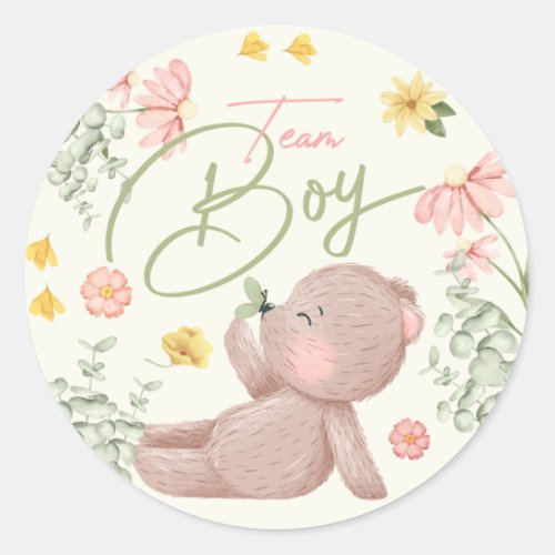 Teddy Bear Gender Reveal Stickers Team Boy