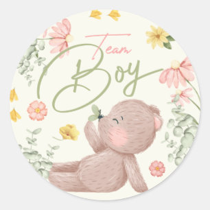 Teddy Bear Gender Reveal Stickers Team Boy