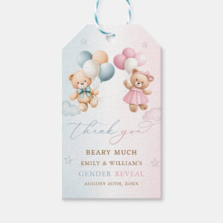 Teddy Bear Gender Reveal Thank You Gift Tags