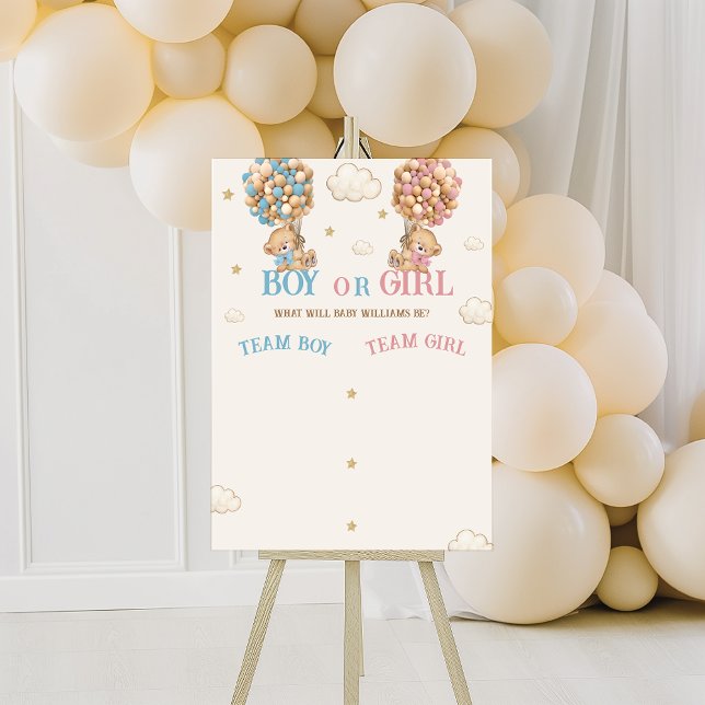 Teddy Bear Gender Reveal Voting Game Sign (Creator Uploaded)