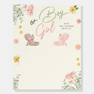 Teddy Bear Gender Reveal Voting Sign