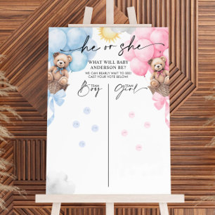 Teddy Bear Gender Reveal Voting Sign