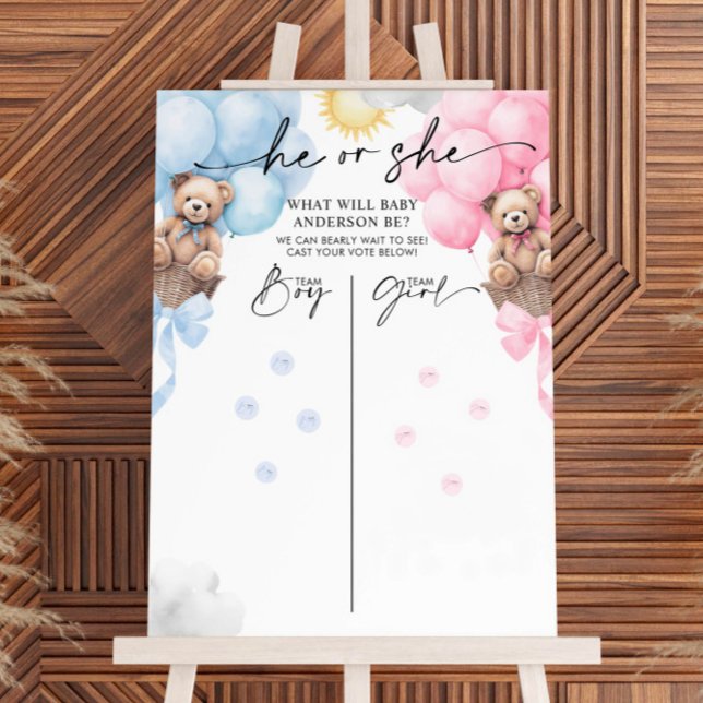 Teddy Bear Gender Reveal Voting Sign (Creator Uploaded)