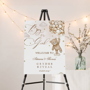 Teddy Bear Gender Reveal Welcome Sign
