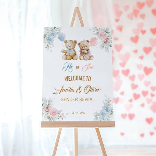 Teddy Bear Gender Reveal Welcome Sign (Creator Uploaded)