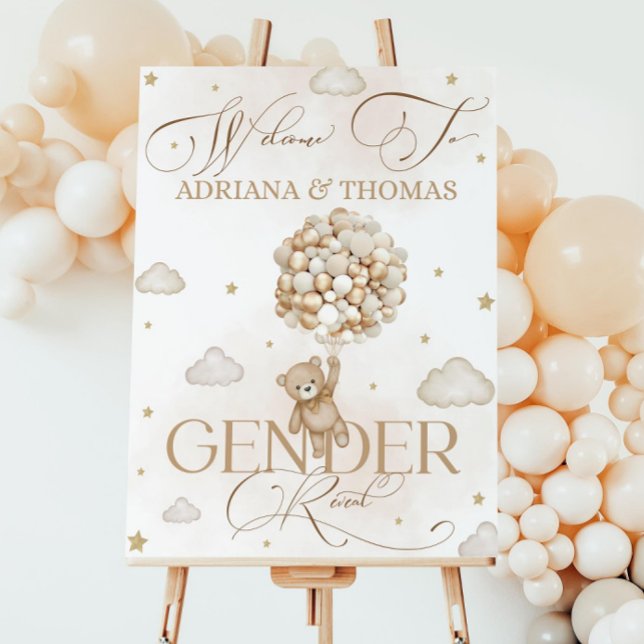 Teddy Bear Gender Reveal Welcome Sign: Balloons Foam Board (Creator Uploaded)