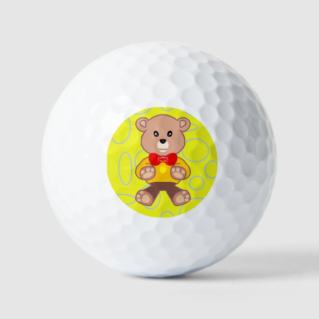 Teddy Bear Geometric Circles Loops Golf Balls (Front)