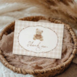 Teddy Bear Gingham Baby Shower Thank You Card<br><div class="desc">Thank guests with this adorable teddy bear baby shower thank you card,  featuring a soft brown gingham background —perfect for a gender neutral  bearly wait shower. Explore the matching collection for more coordinating items.</div>