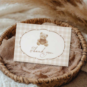 Teddy Bear Gingham Baby Shower Thank You Card