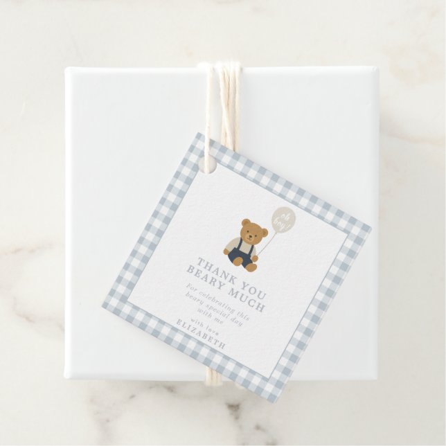 Teddy Bear Gingham Favor Tag (In Situ)