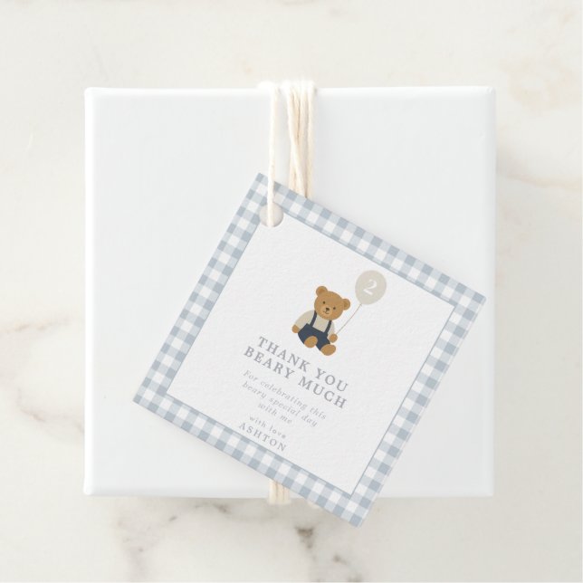 Teddy Bear Gingham Favor Tag (In Situ)