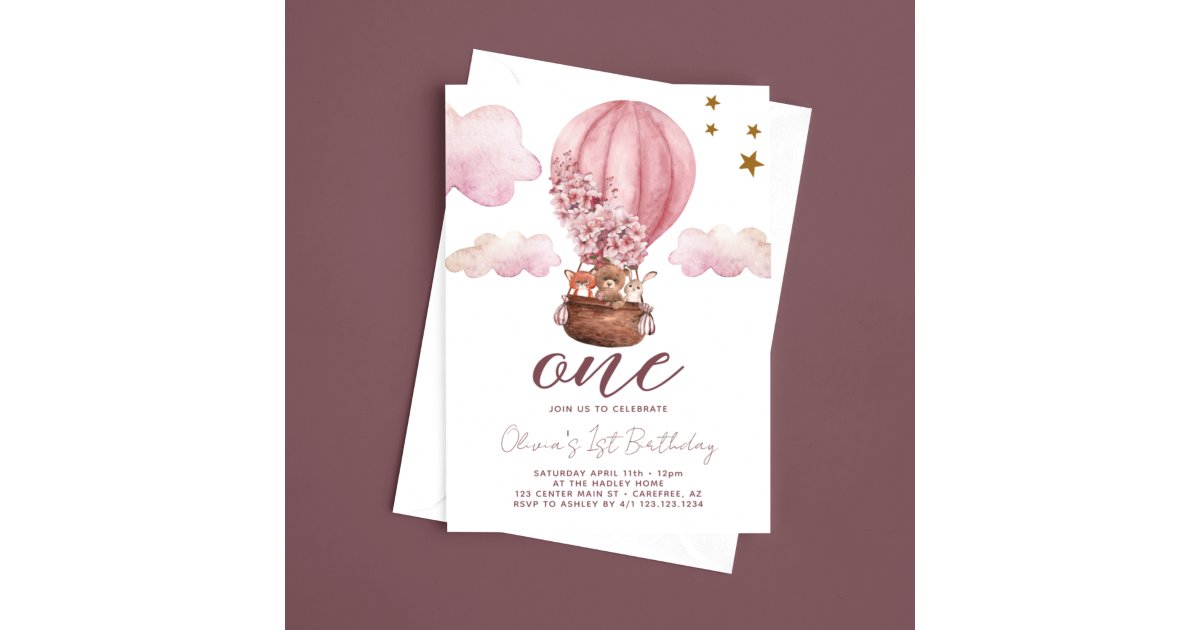 Teddy Bear Girl 1st Birthday Invitation | Zazzle