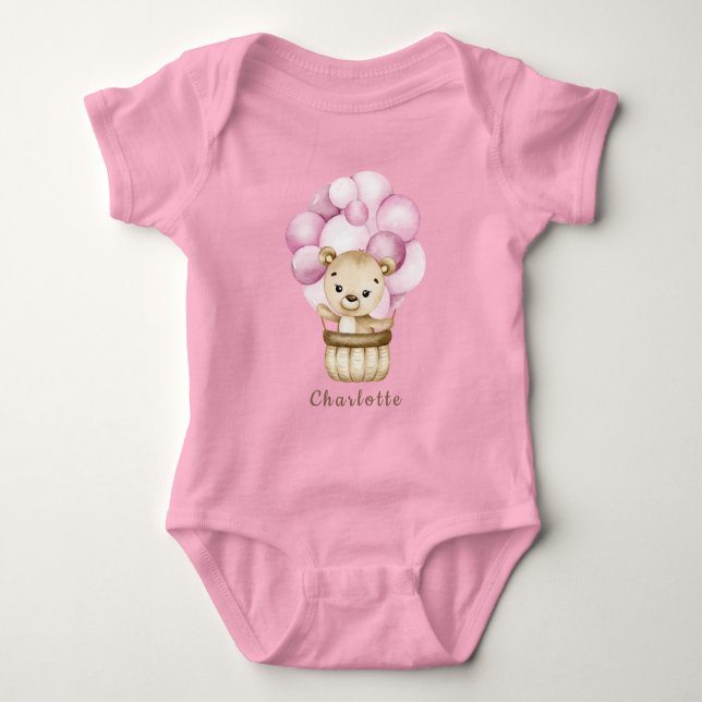 Teddy Bear Girl Baby Bodysuit (Front)