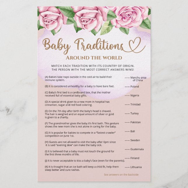 Teddy bear girl baby shower Baby Traditions (Front)