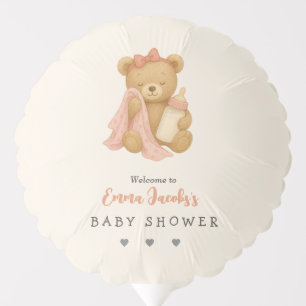 Teddy Bear Girl Baby Shower Balloon