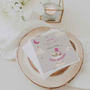 Teddy Bear Girl Baby Shower Blush Pink Napkins