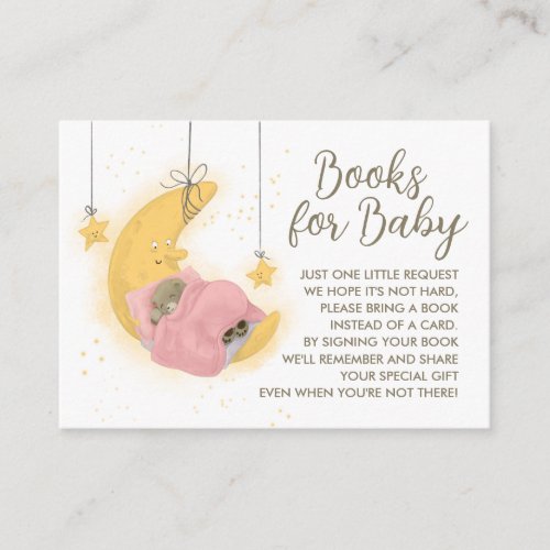 Teddy Bear Girl Baby Shower Books Enclosure Card